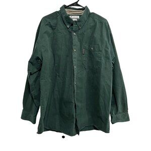 Columbia Mens Cotton Button-Up Shirt Forest Green Sz XL